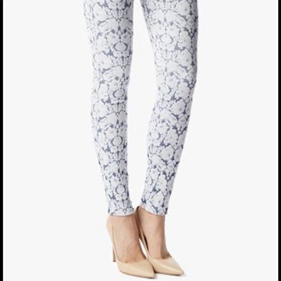 7 For All Mankind Lace Denim Pants Size 29 Blue White Skinny Stretch #e11 - Picture 2 of 11